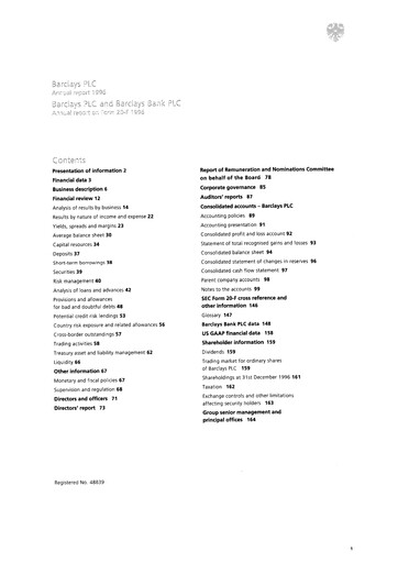 Thumbnail Barclays Annual Report 1996