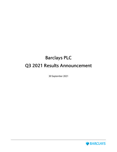 Thumbnail Barclays Quarterly Report 2021-q3