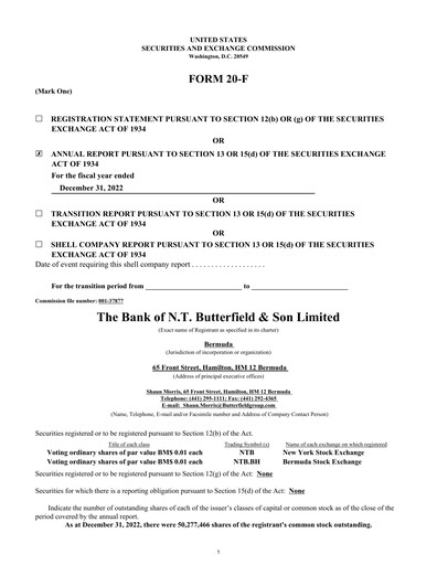 Vorschaubild Bank of N. T. Butterfield & Son Jahresbericht 2022
