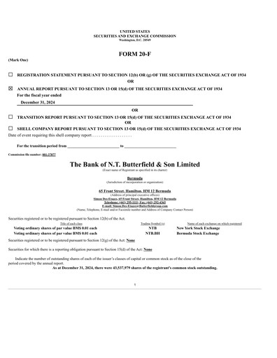 Vorschaubild Bank of N. T. Butterfield & Son Jahresbericht 2024