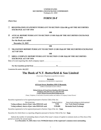 Vorschaubild Bank of N. T. Butterfield & Son Jahresbericht 2025