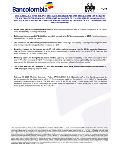 Thumbnail Grupo Cibest (Bancolombia) Quarterly Report 2019-q4