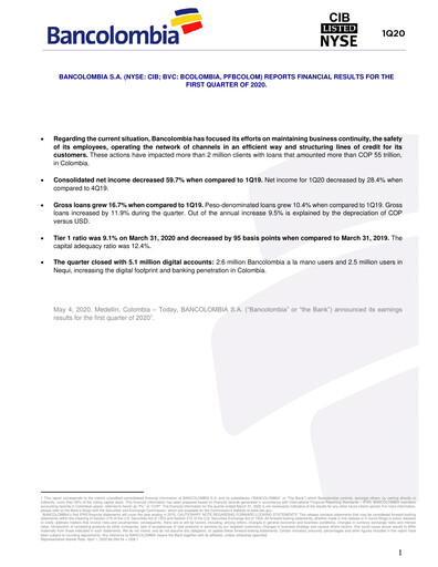 Thumbnail Grupo Cibest (Bancolombia) Quarterly Report 2020-q1