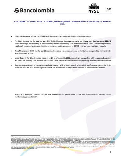 Thumbnail Grupo Cibest (Bancolombia) Quarterly Report 2021-q1
