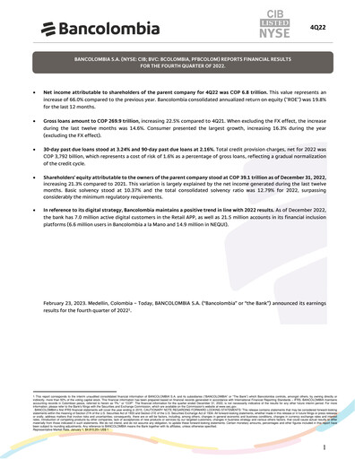 Thumbnail Grupo Cibest (Bancolombia) Quarterly Report 2022-q4