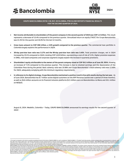 Thumbnail Grupo Cibest (Bancolombia) Quarterly Report 2024-q2