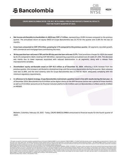 Thumbnail Grupo Cibest (Bancolombia) Quarterly Report 2024-q4
