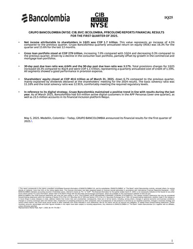 Thumbnail Grupo Cibest (Bancolombia) Quarterly Report 2025-q1