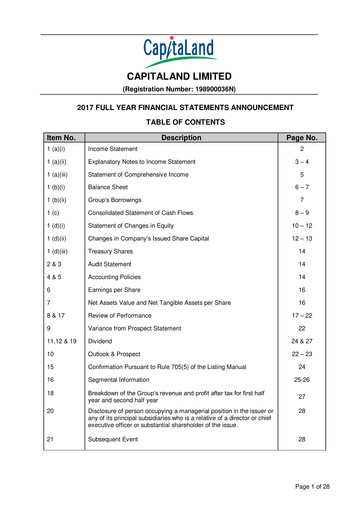 Thumbnail CapitaLand Investment Limited Financial Statement 2017
