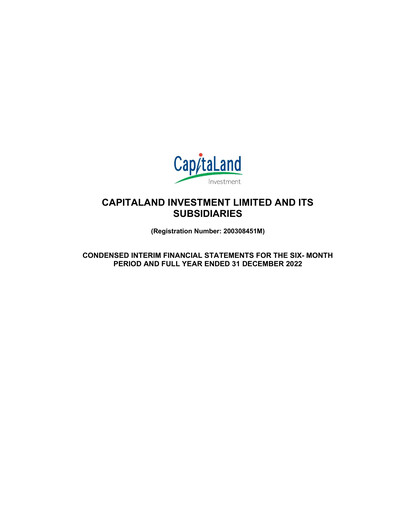 Thumbnail CapitaLand Investment Limited Financial Statement 2022