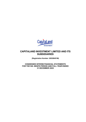 Thumbnail CapitaLand Investment Limited Financial Statement 2025