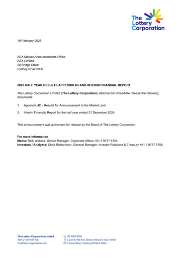 Thumbnail The Lottery Corporation Half-year Report 2025-h1