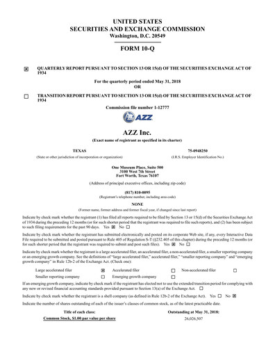 Miniature AZZ Rapport trimestriel 2019-q1