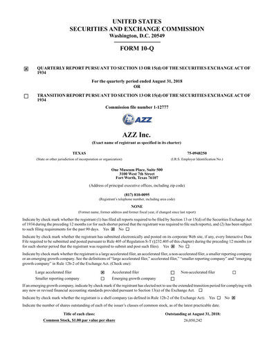 Miniature AZZ Rapport trimestriel 2019-q2