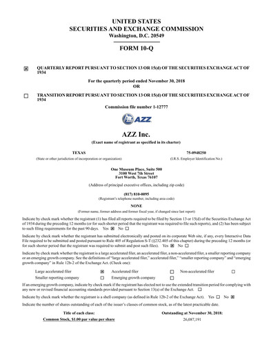 Miniature AZZ Rapport trimestriel 2019-q3