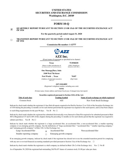 Miniature AZZ Rapport trimestriel 2021-q2