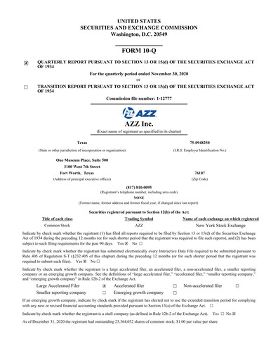 Miniature AZZ Rapport trimestriel 2021-q3