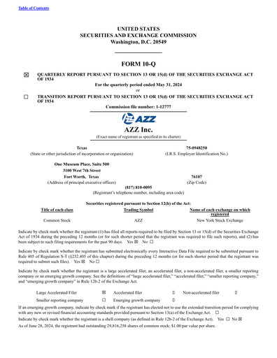 Miniature AZZ Rapport trimestriel 2025-q1