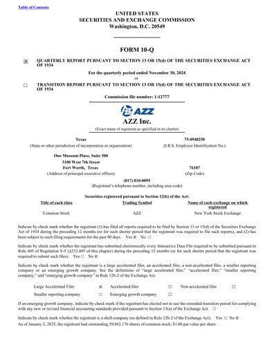 Miniature AZZ Rapport trimestriel 2025-q3