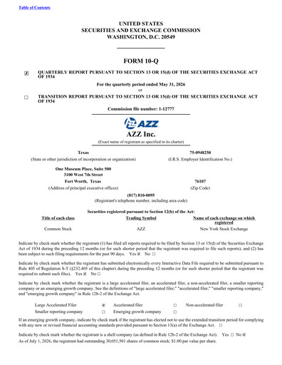 Miniature AZZ Rapport trimestriel 2027-q1