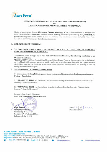 Vorschaubild Azure Power
 Jahresbericht 2021-2022
