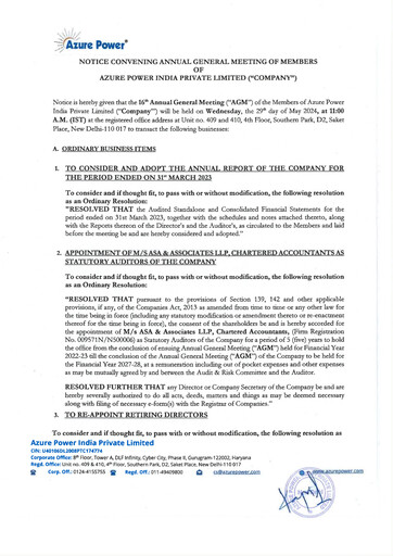 Vorschaubild Azure Power
 Jahresbericht 2022-2023