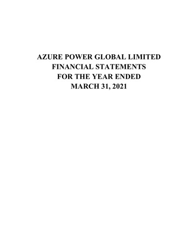 Thumbnail Azure Power
 Financial Statement 2020-2021