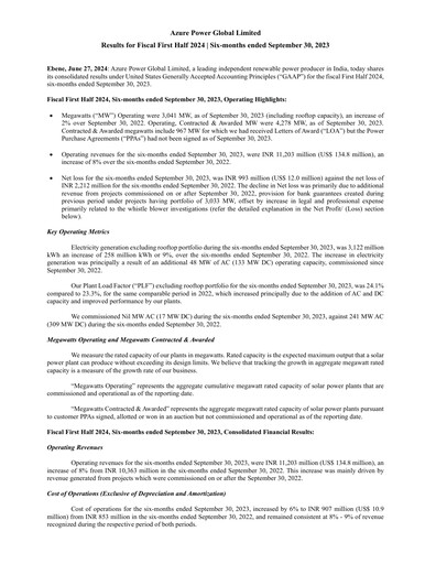 Vorschaubild Azure Power
 Halbjahresbericht 2024-h1