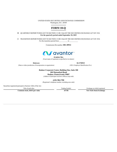 Miniature Avantor Rapport trimestriel 2025-q3
