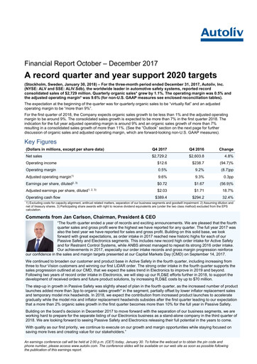 Miniature Autoliv Rapport financier 2017