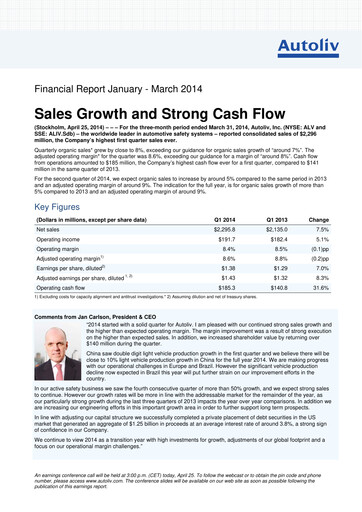 Thumbnail Autoliv Quarterly Report 2014-q1