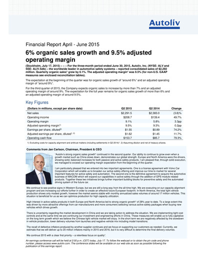 Thumbnail Autoliv Quarterly Report 2015-q2