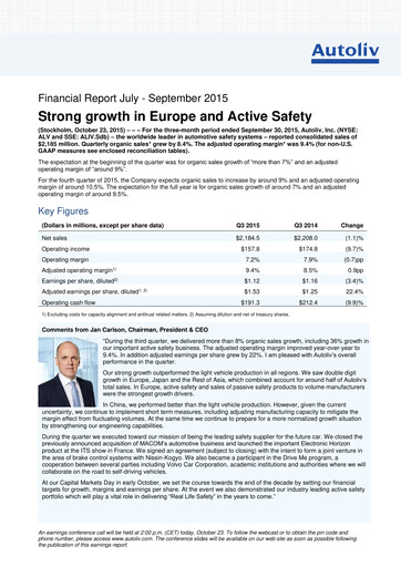 Thumbnail Autoliv Quarterly Report 2015-q3