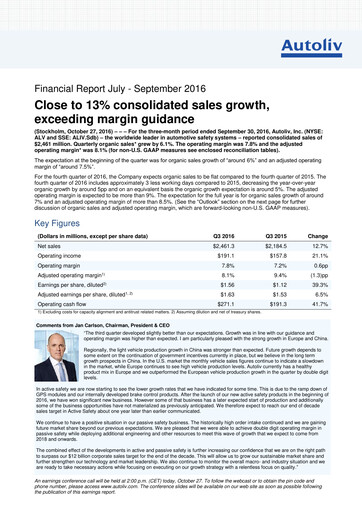 Thumbnail Autoliv Quarterly Report 2016-q3
