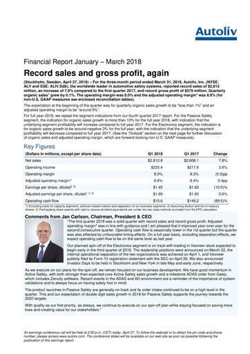 Thumbnail Autoliv Quarterly Report 2018-q1