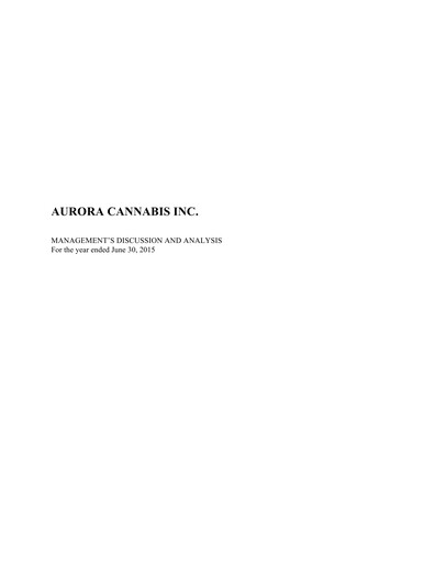Thumbnail Aurora Cannabis Annual Report 2015