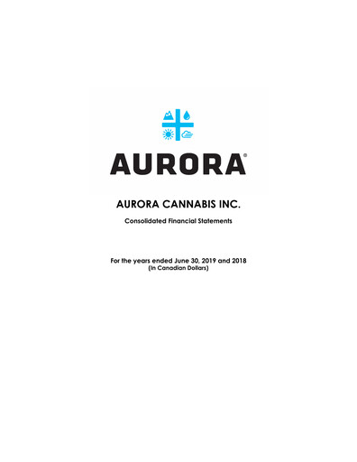 Thumbnail Aurora Cannabis Financial Statement fy2019
