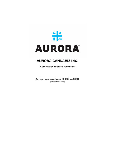 Thumbnail Aurora Cannabis Financial Statement fy2021