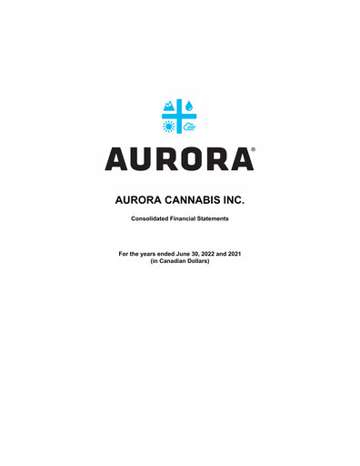 Thumbnail Aurora Cannabis Financial Statement fy2022