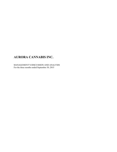 Thumbnail Aurora Cannabis Quarterly Report 2016-q1