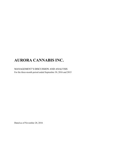 Thumbnail Aurora Cannabis Quarterly Report 2017-q1