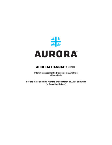 Thumbnail Aurora Cannabis Quarterly Report 2021-q3