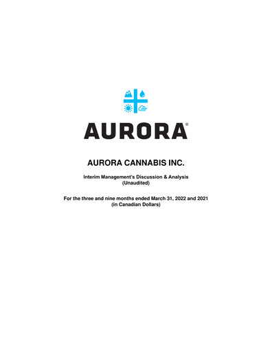 Thumbnail Aurora Cannabis Quarterly Report 2022-q3