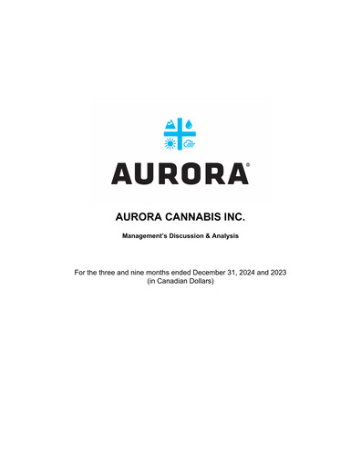 Thumbnail Aurora Cannabis Quarterly Report 2025-q3