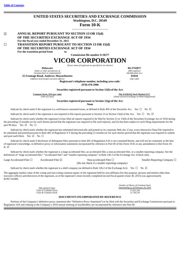 Miniature Vicor
 Rapport annuel 2015