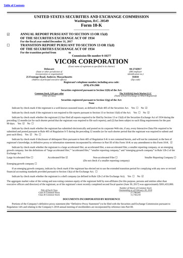 Miniature Vicor
 Rapport annuel 2017