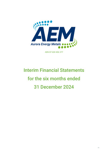 Thumbnail Aurora Energy Metals Financial Statement 2025-h1