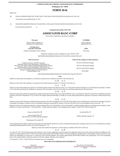 Miniature Associated Banc-Corp
 Rapport financier 2017