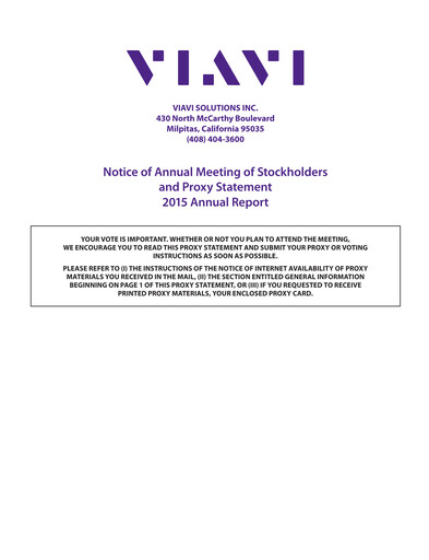 Vorschaubild VIAVI Solutions
 Jahresbericht 2015