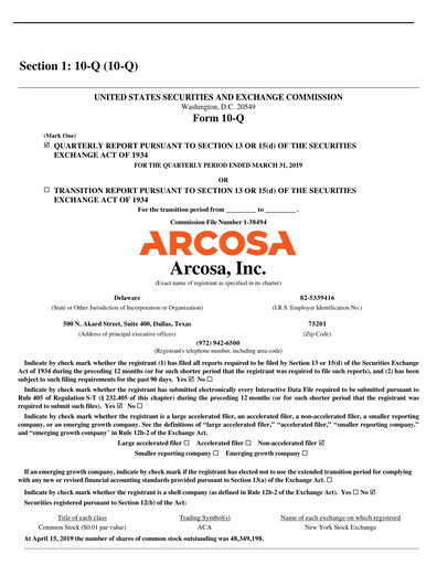 Thumbnail Arcosa
 Quarterly Report 2019-q1